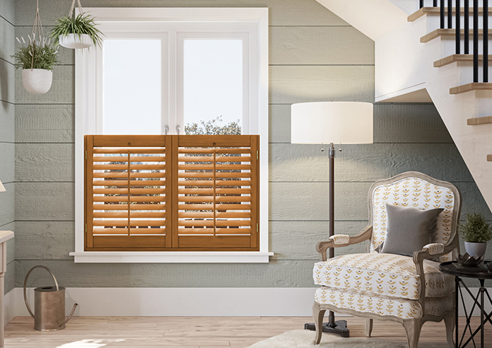 Kensington, Teak - Cafe Style Plantation Shutter - Image 3